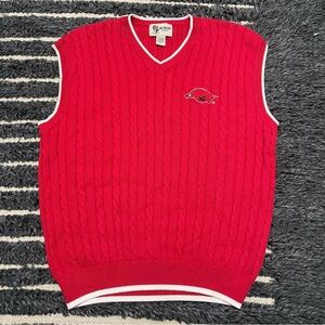 Vintage 90s University of Arkansas sweater cable knit vest size xl sportswear